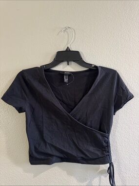 Forever 21 Black Wrap Crop Top with Side Tie